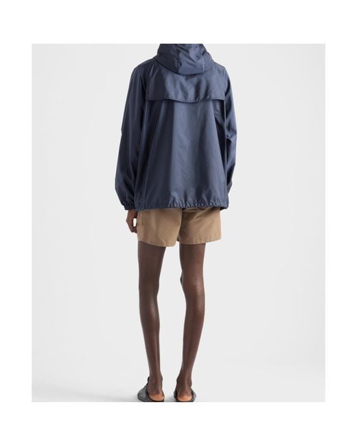 Prada Blue Re-Nylon Zip-Up Hooded Jacket for men