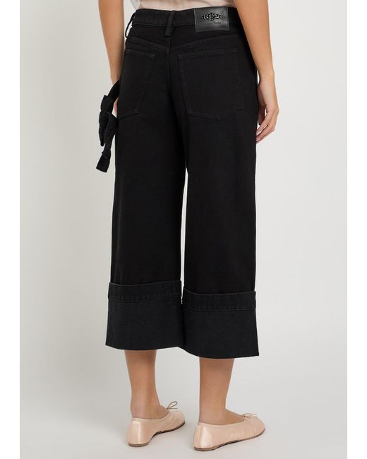 Simone Rocha Black Turn-Up Straight-Leg Cropped Jeans