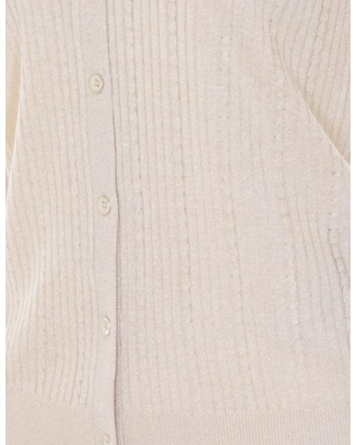 Liu Jo White Ribbed V-Neck Cardigan