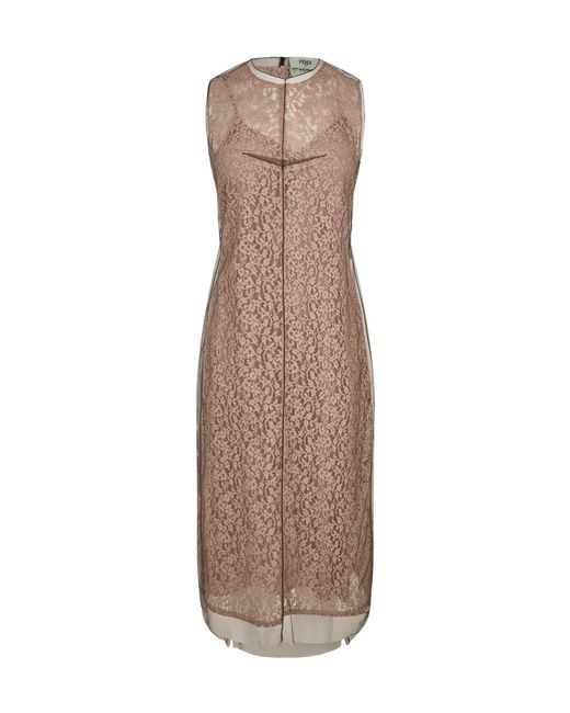 Fendi Brown Lace Dress