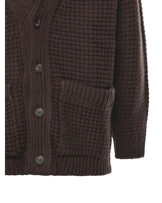 Eleventy Brown Buttoned V-Neck Knitwear for men