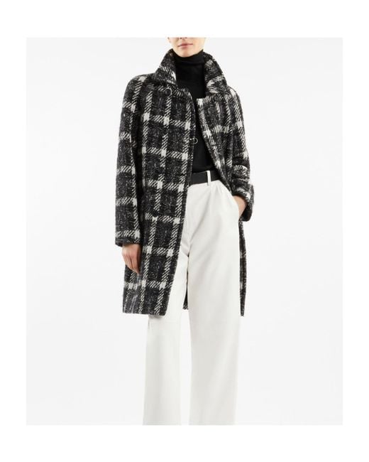 Fay Black Plaid Double-Breasted Coat