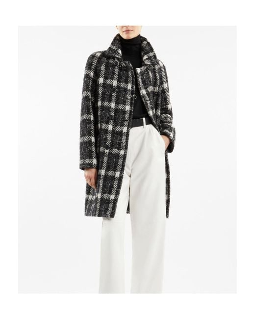Fay Black Plaid Double-Breasted Coat