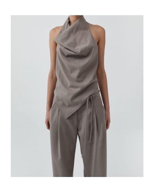 St. Agni Brown Wool Cowl Backless Top