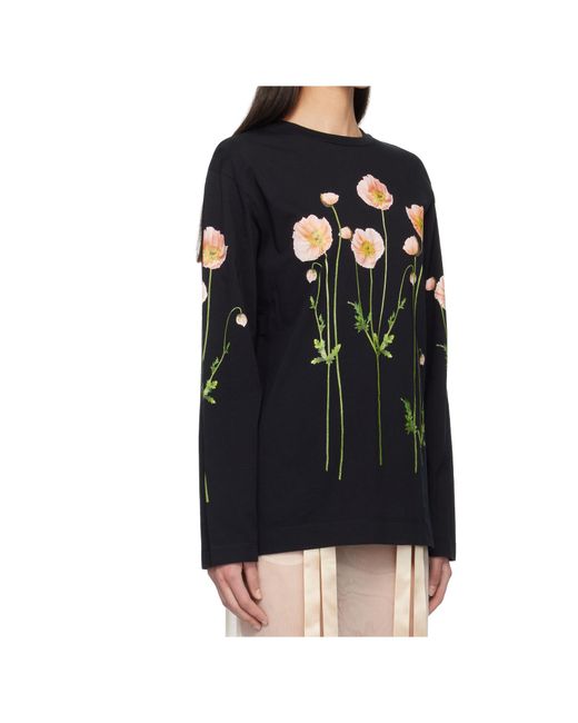 Simone Rocha Blue Poppy Field-Print Long-Sleeve T-Shirt