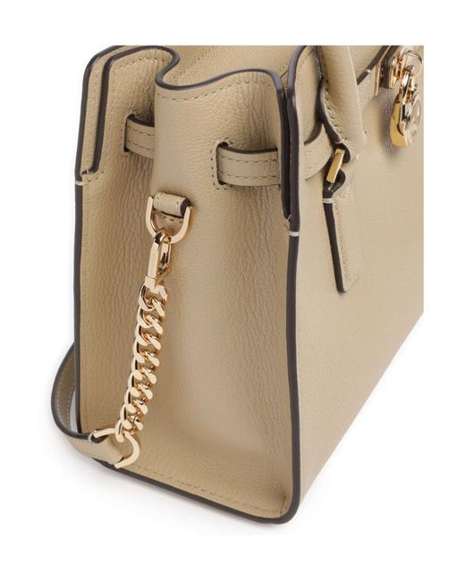 MICHAEL Michael Kors Natural Hamilton Logo-Padlock Pebbled-Leather Tote Bag