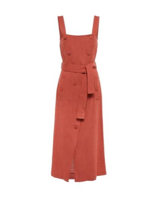 Altuzarra Red Audrey Linen-Effect Midi Dress