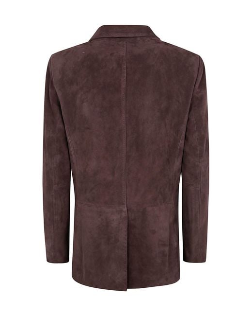 Seventy Brown Long-Sleeve Leather Jacket