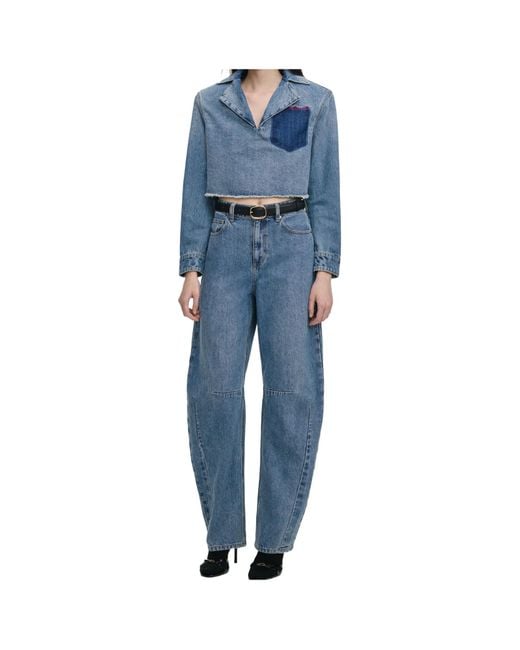 Self-Portrait Blue Barrel Leg Jeans