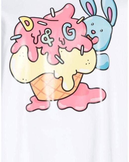 Dolce & Gabbana White Printed Short-Sleeve T-Shirt