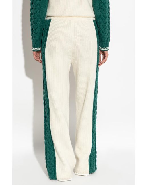 Casablanca White Straight-Leg Cable-Knit Trousers