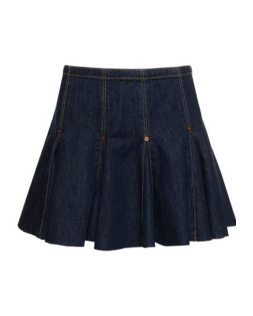 Re/done Blue Cowboy Mini Skirt