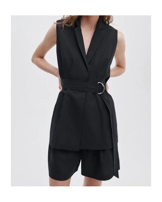 Rag & Bone Black Belted Sleeveless Blazer