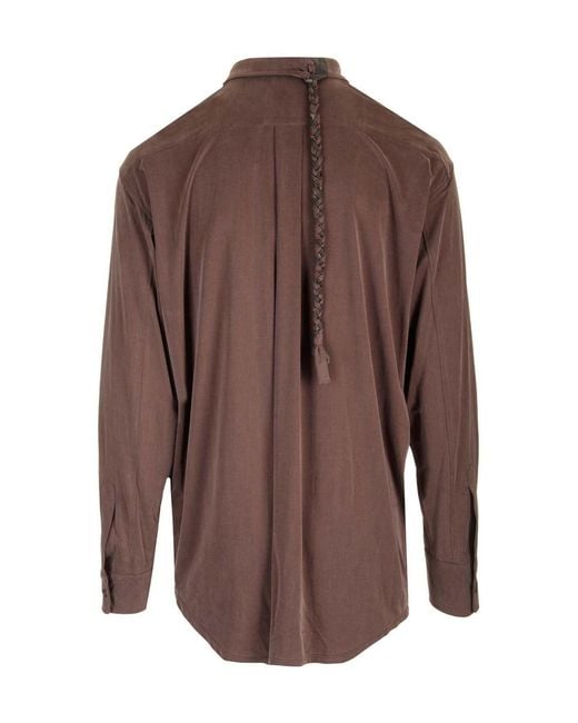 Magliano Brown Braid-Detailed Long-Sleeved Shirt for men