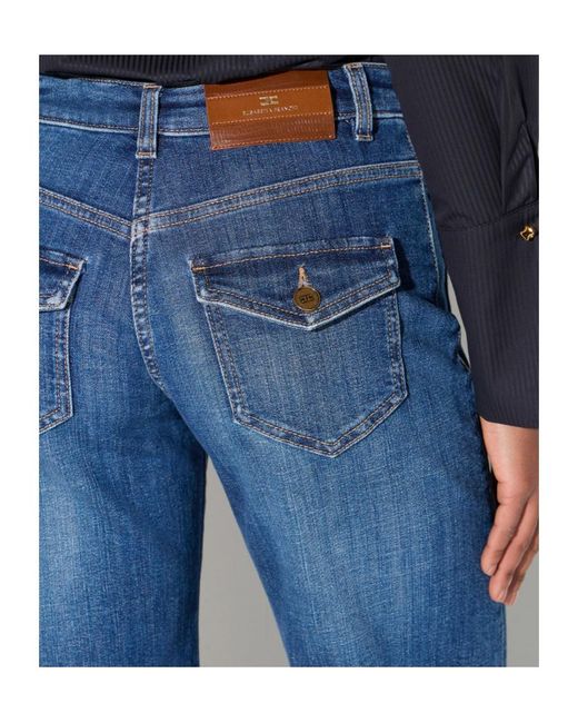 Elisabetta Franchi Blue Bell-Bottom Jeans