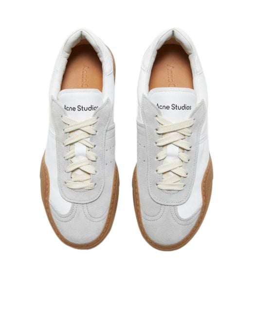Acne White Logo Detailed Lace-Up Sneakers