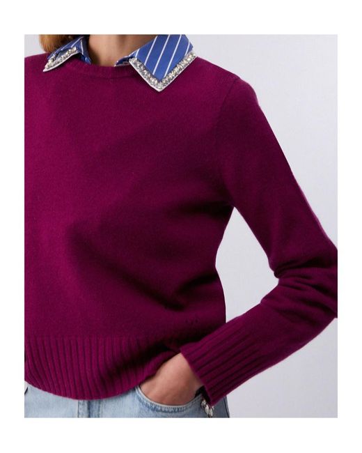 Liu Jo Purple Ribbed Crew-Neck Sweater