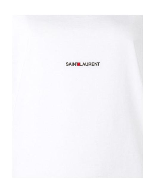 Saint Laurent White Logo-Print Crew-Neck T-Shirt