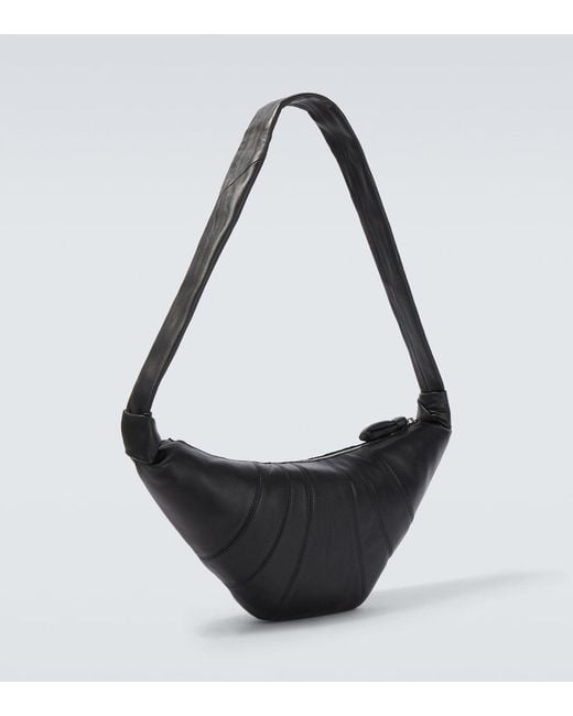 Lemaire Black Croissant Medium Leather Shoulder Bag for men