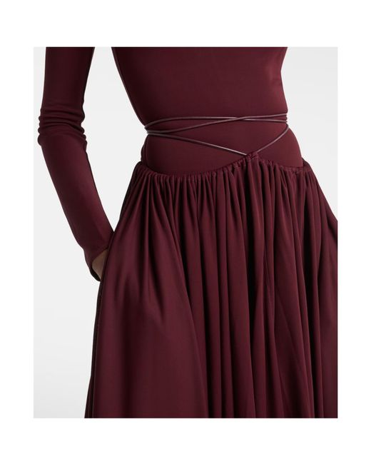 Alaïa Purple Long-Sleeved Pleated Dress