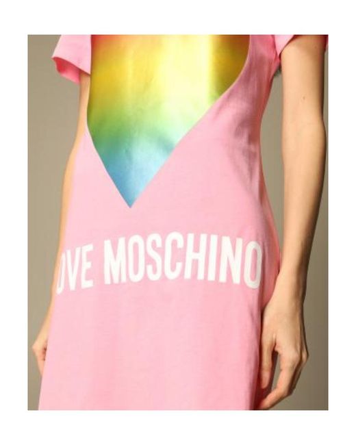 Moschino Pink Heart Print T-Shirt Dress