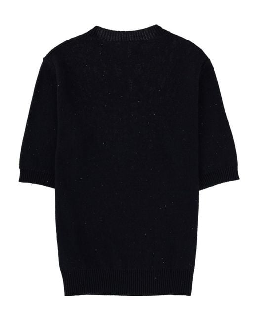 Fabiana Filippi Black Short-Sleeved Crewneck Jumper