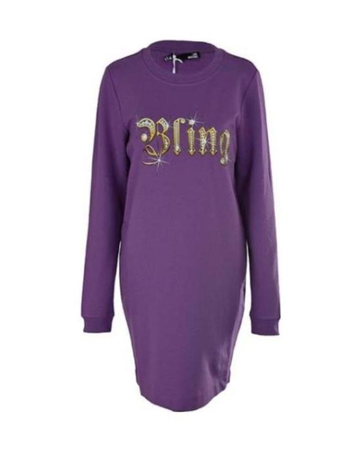 Moschino Purple Round Collar, Long Sleeve, Long Sweater
