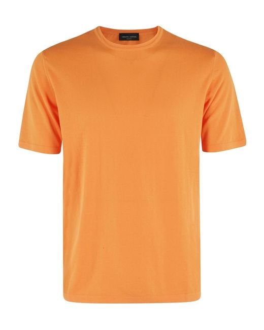 Roberto Collina Orange Round Neck Short Sleeve T-Shirt for men