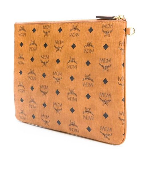MCM Orange Visetos Small Clutch Bag