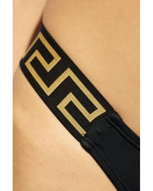 Versace Black Logo Band Swimsuit Bottoms