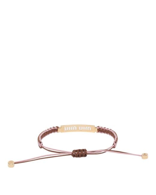 Miu Miu White Cotton And Metal Bracelet