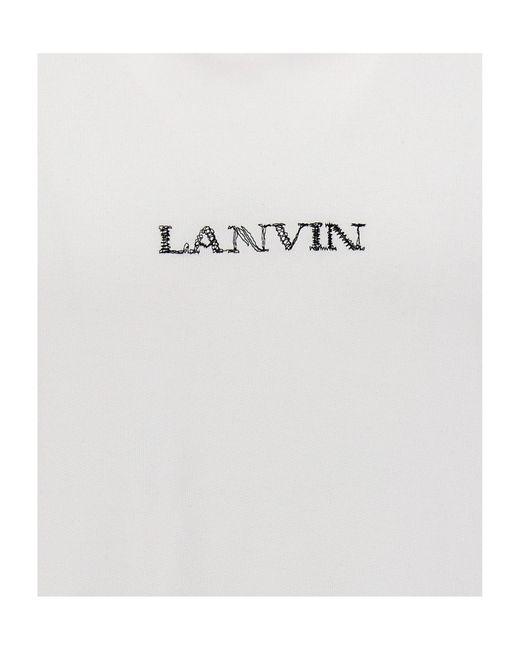 Lanvin White Logo-Embroidered Cotton Hoodie