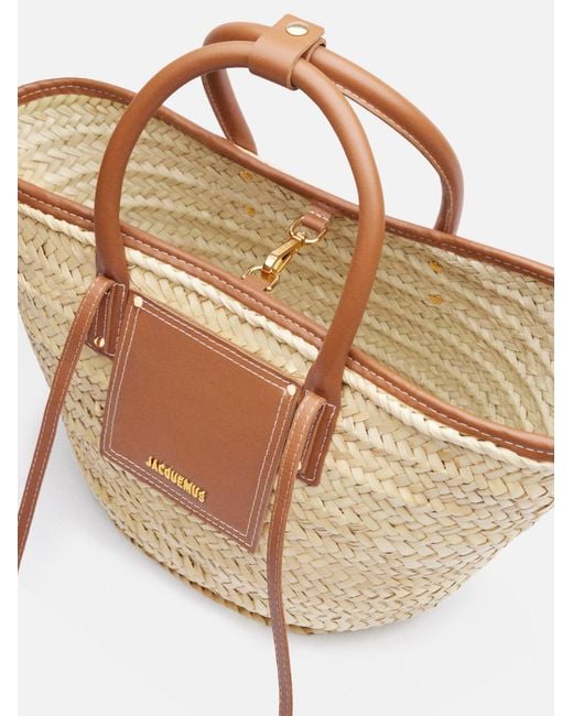 Jacquemus Metallic Double-Handle Straw Tote Bag