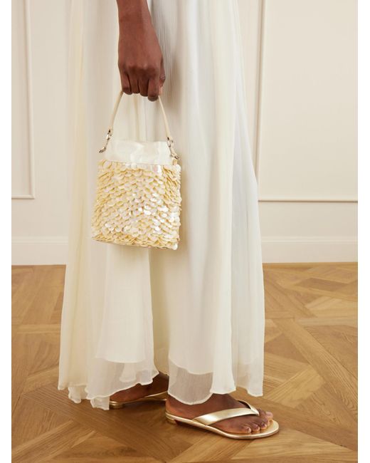 Staud Natural Lila Mini Embellished Shoulder Bag