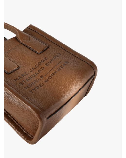 Marc Jacobs Brown Logo-Embossed Grained Leather Tote Bag