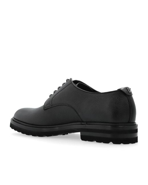 Dolce & Gabbana Black Round Toe Lace-Up Shoes for men