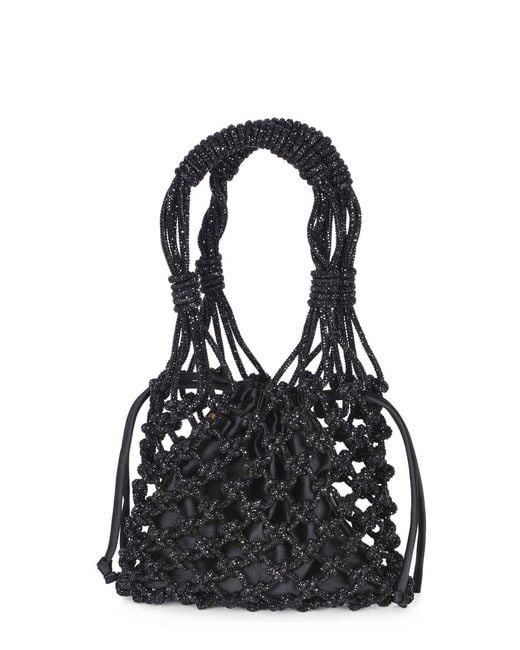 Pinko Black Micro Rhinestones Embellished Small Shoulder Bag