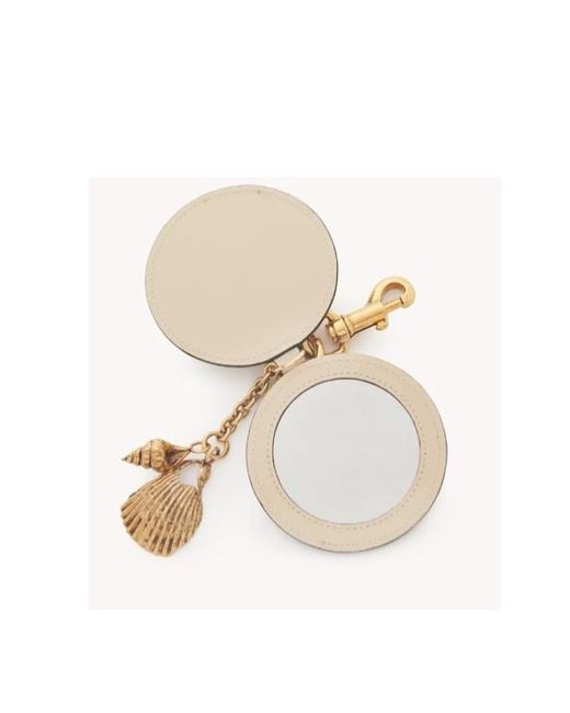 Chloé White Mirror-Detail Leather Keyring
