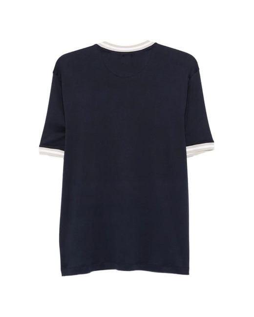 Eleventy Blue Contrast Trim Crew Neck T-Shirt for men