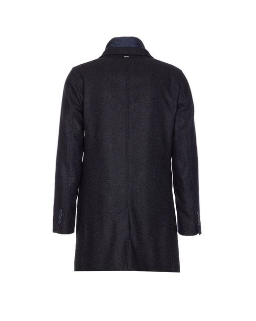 Herno Blue Single Breasted High-Neck Coat for men