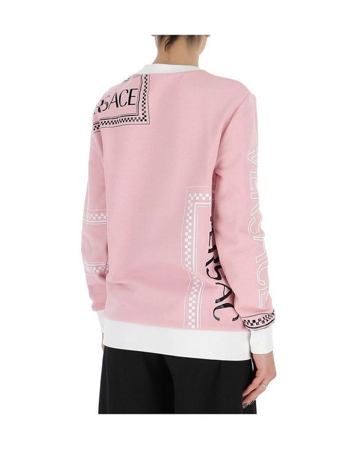 Versace Pink Logo Printed Sweater