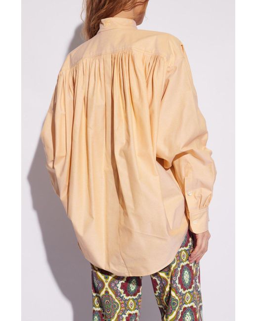 Etro Natural Pleated Long-Sleeved Blouse