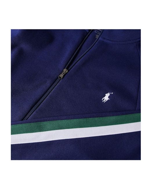 Polo Ralph Lauren Blue Contrast Side Panel Stand-Up Sport Zip Jacket for men