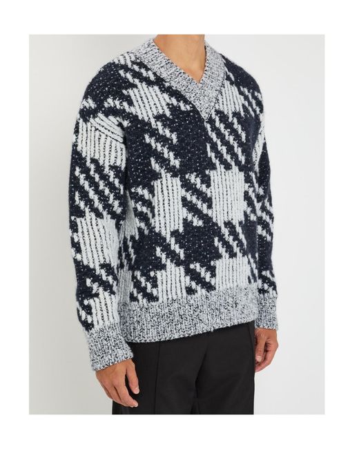 Dries Van Noten Multicolor Patterned Intarsia Wool Blend Knit Sweater for men