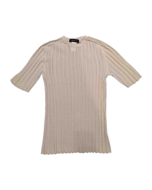 Fabiana Filippi Gray Crew Neck Ribbed Knit Sweater