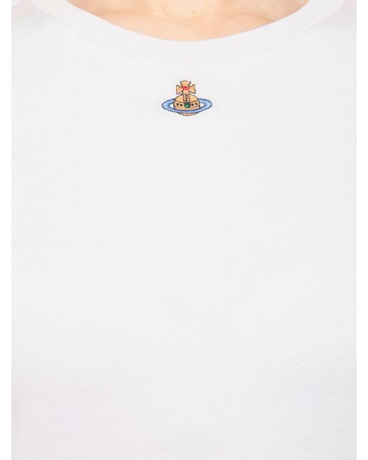 Vivienne Westwood White Orb Logo-Embroidered Crewneck T-Shirt