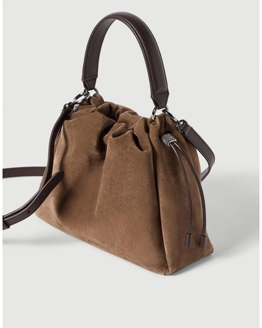 Brunello Cucinelli Brown Mellow Small Bucket Bag