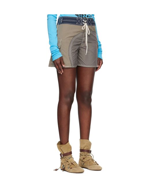 Edward Cuming Blue Half-Moon Lace-Up Swim Trunks