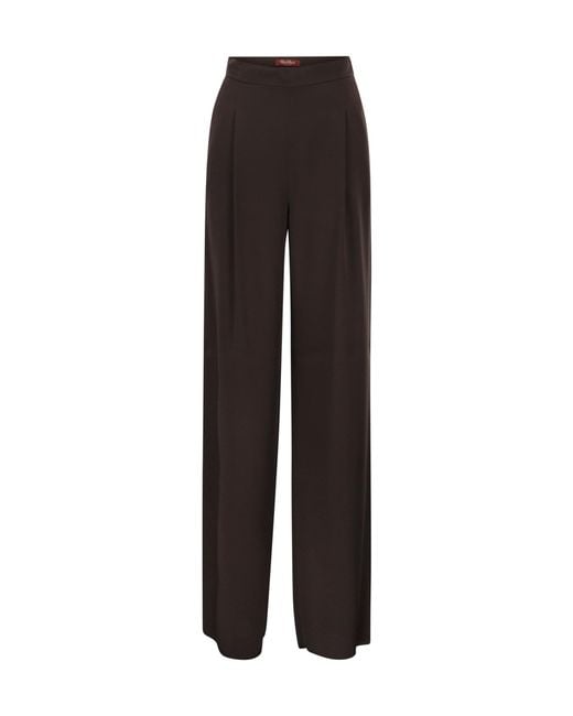 Max Mara Brown Studio Msealpaca Fluid Palazzo Trousers