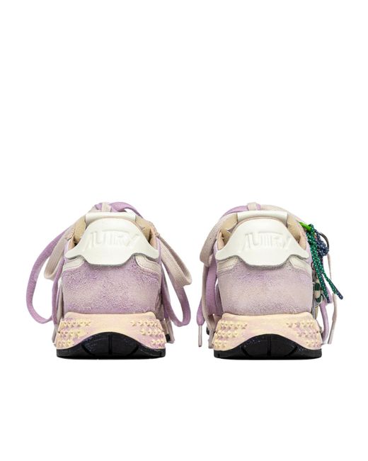 Autry Pink Reelwind Super Vintage Lace-Up Sneakers